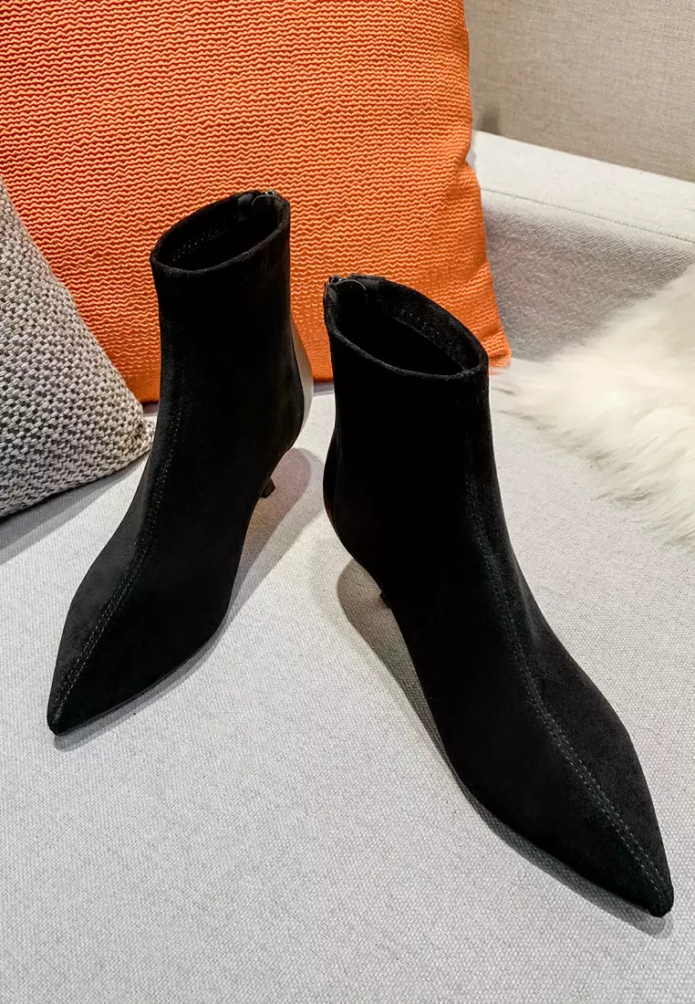 拼色的仿猄布踝靴1902-22