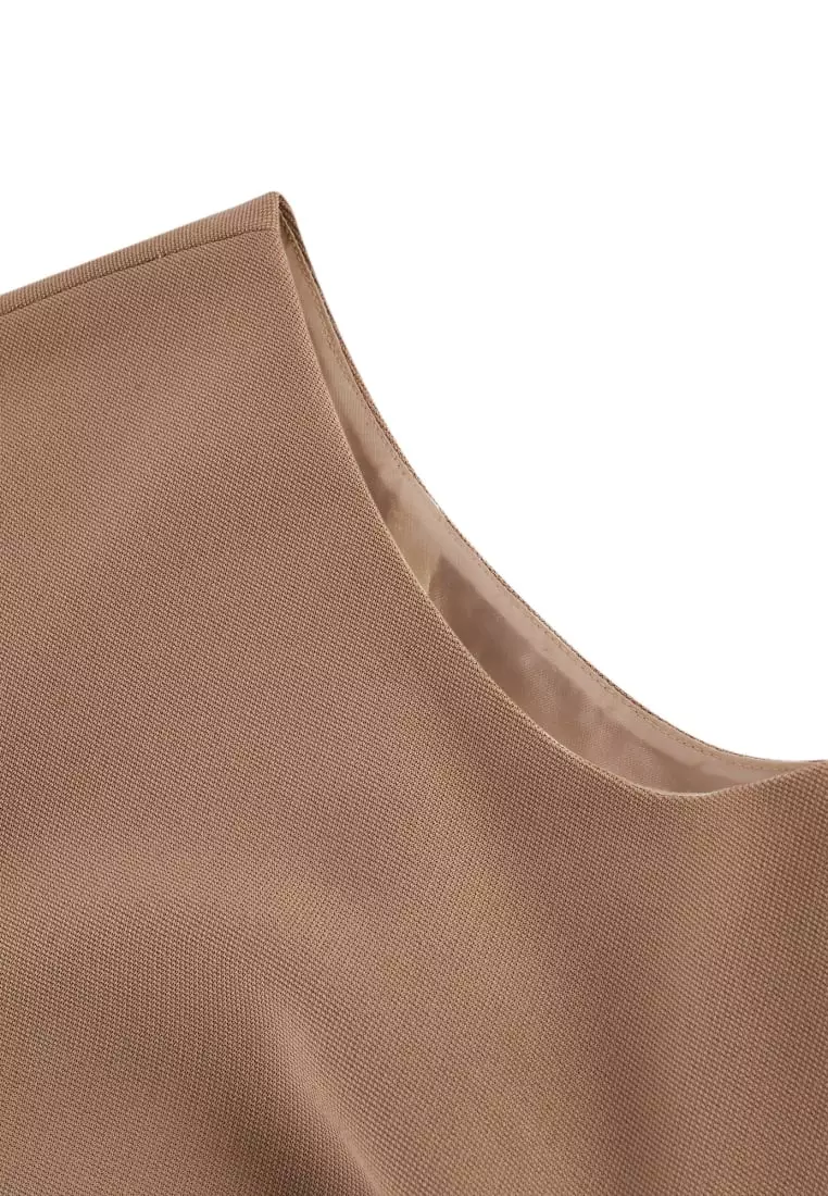 Metallic Button Mock Neck Dress