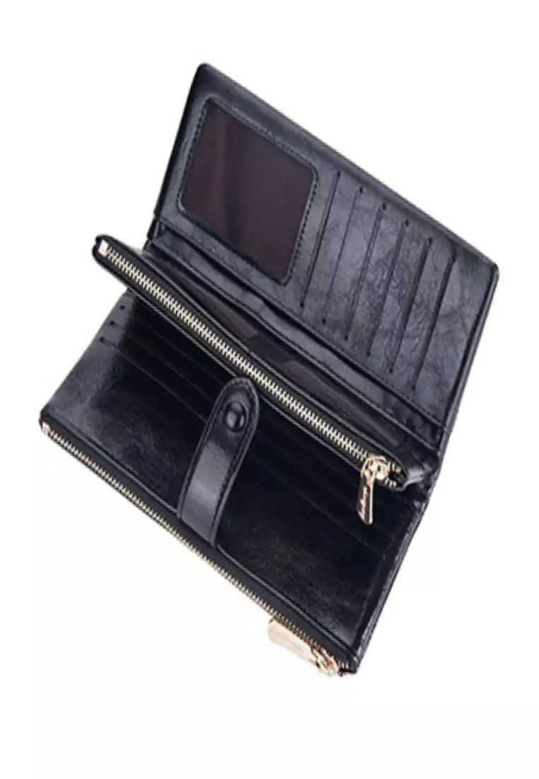 Dompet Wanita Panjang Motif Polos Bahan Kulit PU Leather Premium Quality ORIGINAL