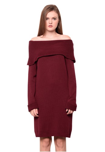 Sabrina Knit Dress Maroon