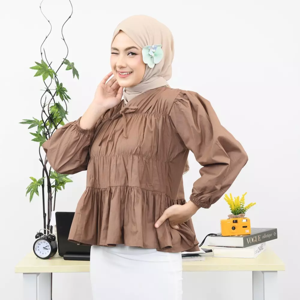 Liora Rubber Blouse - Soft Mahogany M19572 R91S6