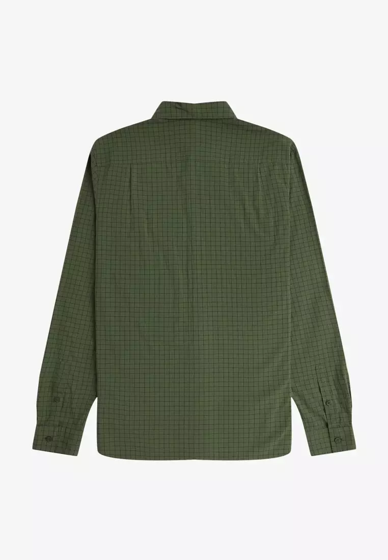 Fred Perry M8716 Grid Check Long Sleeve Shirt (Laurel Wreath Green)