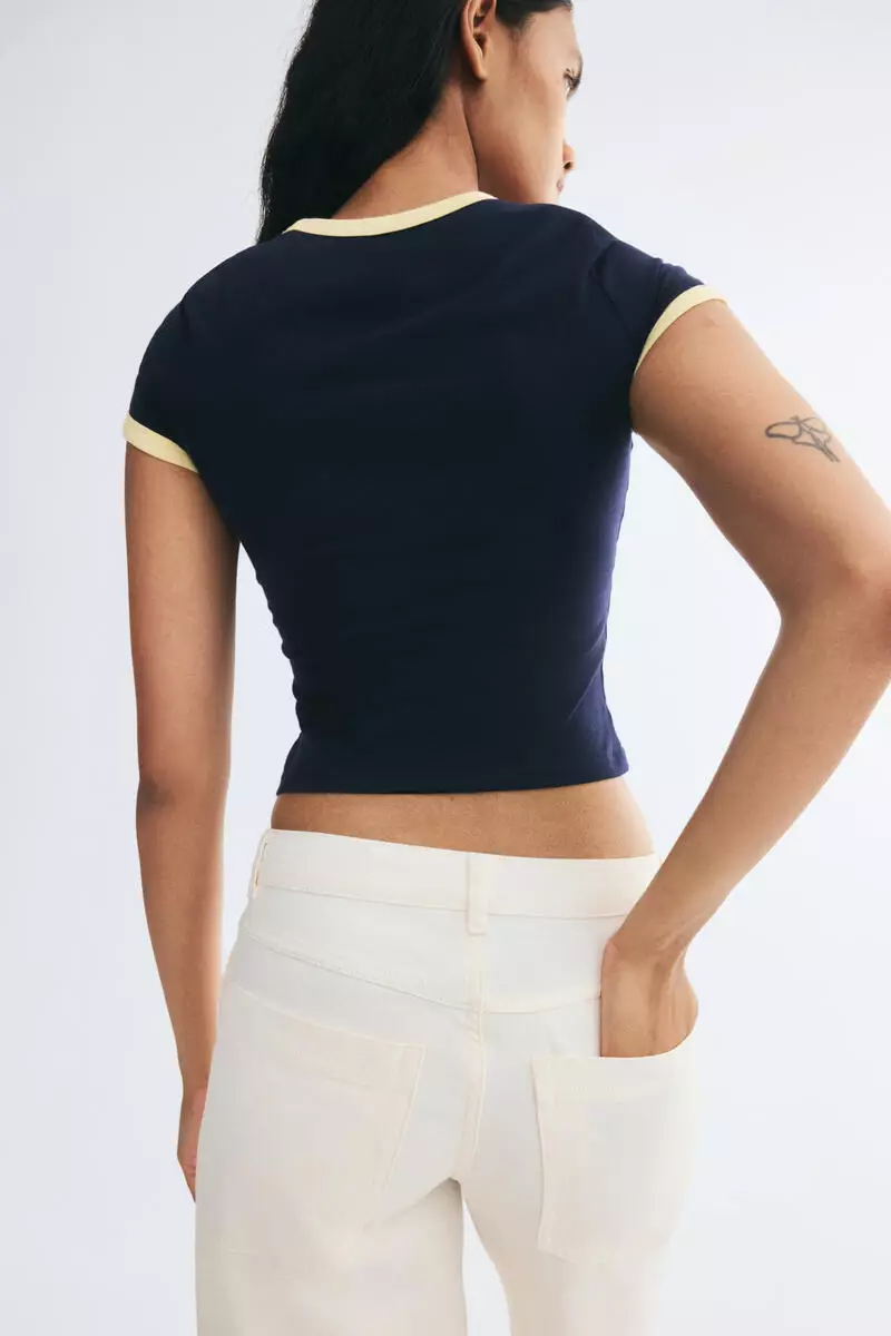 Wide-leg cotton twill trousers