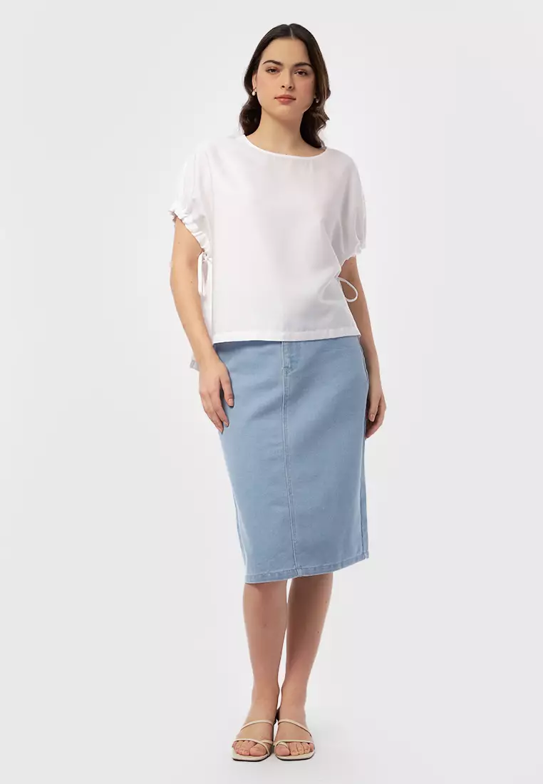 Puff Sleeve Loose Blouse OFF WHITE