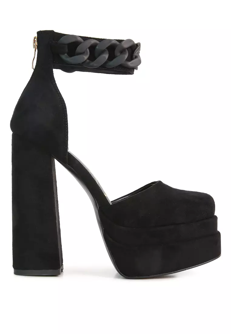 Discount on London Rag  shoes - SKU: Black Showstopper Microfiber High Heeled Sandals