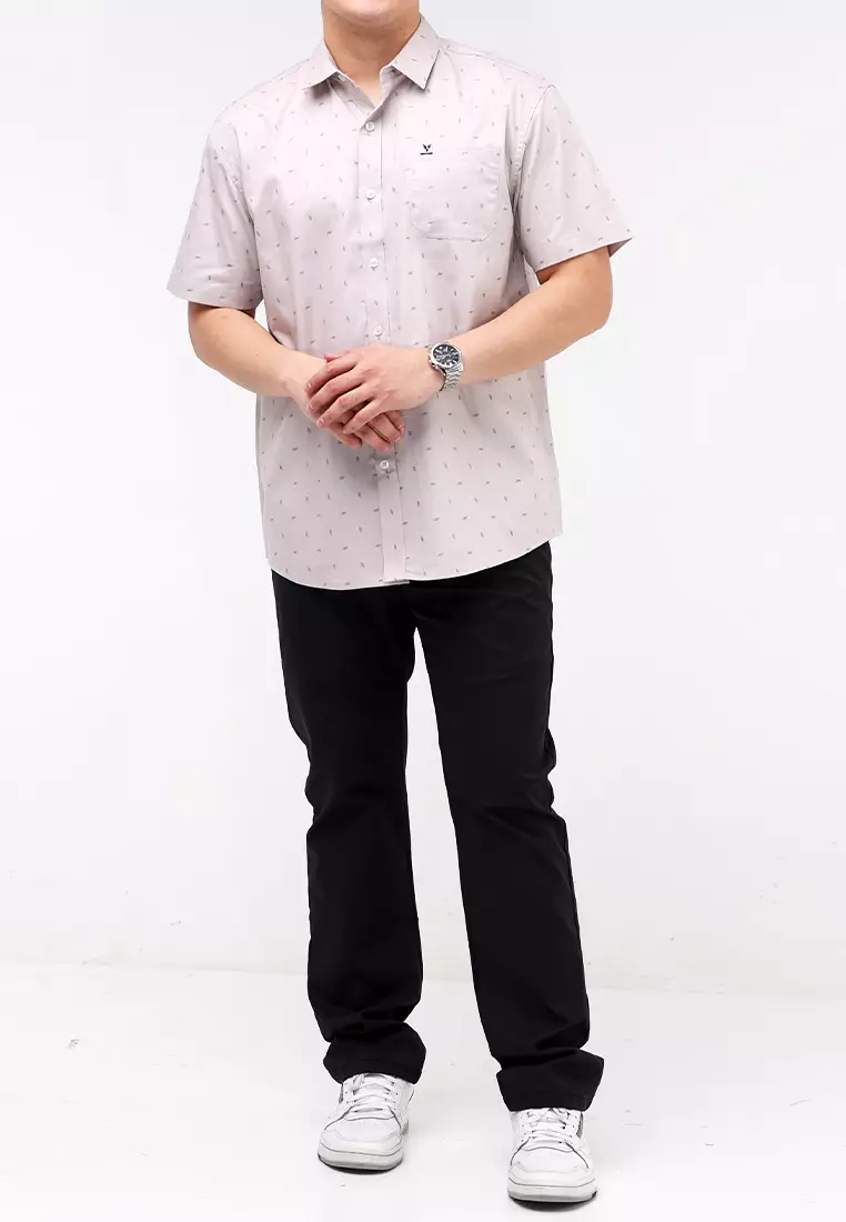 Woven Printed Poplin Short Sleeves Polo