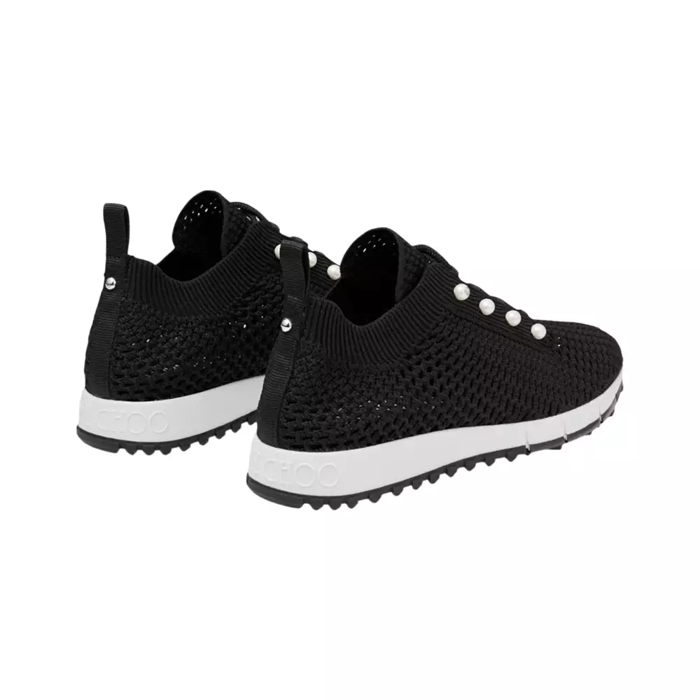 [5.5UPER DEALS] Veles Crochet Knit Low-Top Trainers with Pearls X Black Mix