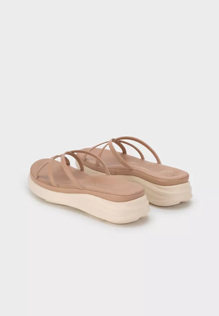 LEATHER CHUNKY SPORTY STRAP PLATFORM SLIDE