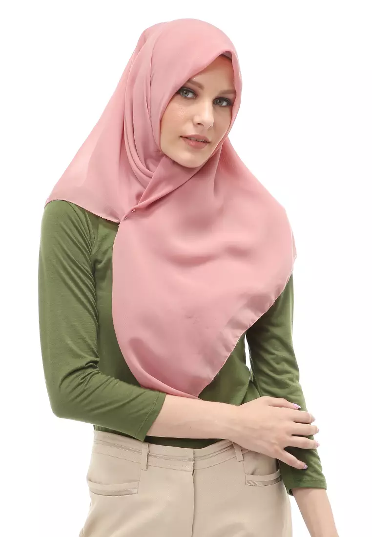 Kanya Hijab Scarf  Motif Polos Wanita Muslimah Relaxed Fit - Dusty Pink
