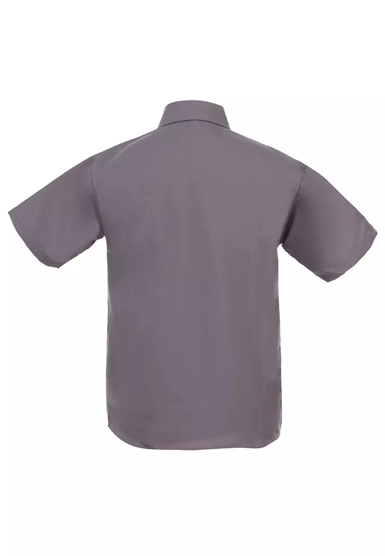 Juste Kemeja Formal Anak Laki-laki Lengan Pendek Motif Polos Kids Shirt Comportable Material Cotton ORIGINAL - Gray