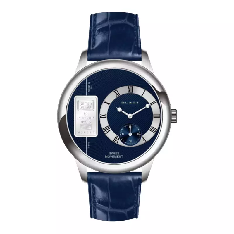 Jam Tangan Pria DUXOT DX-2042-01 Men Blue Dial With Platinum Bar Blue Leather Strap Limited Edition