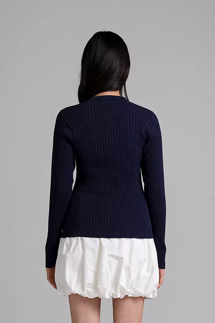 COTTONINK Studio - Atasan Rajut Knit Wanita Navy Avenue #HolidayCollection