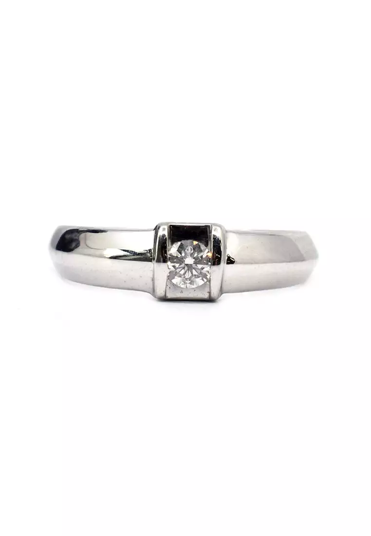 18K Locally Made White Gold Lady Ring with Diamonds