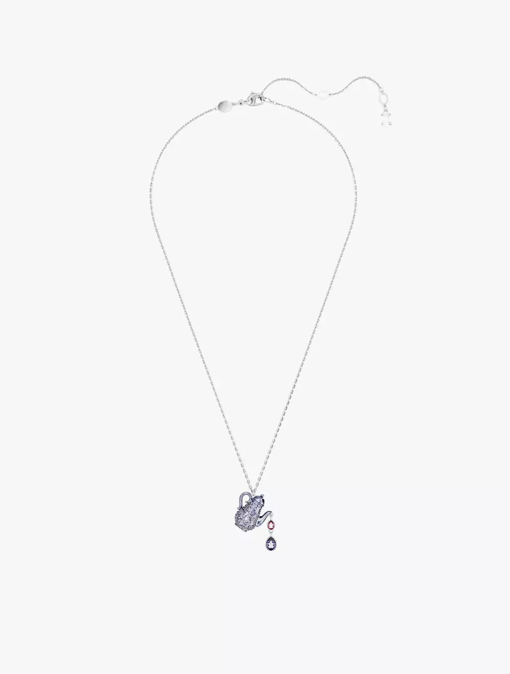 Alice In Wonderland Pendant, Teapot, Purple, Rhodium Plated - Purple