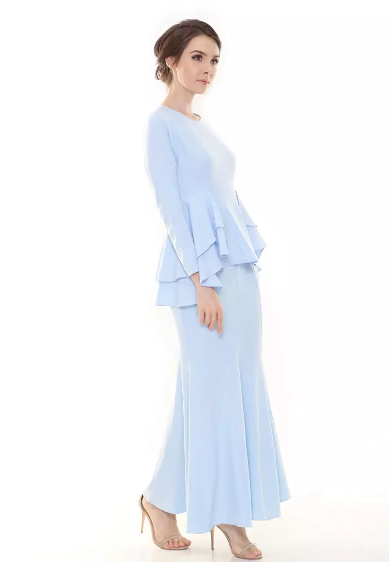 Lora Peplum in Baby Blue