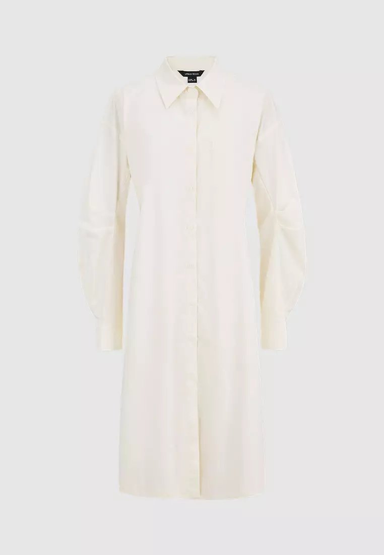 UR秋季新款女装时髦感衬衫式镂空系带连衣裙UWH740106