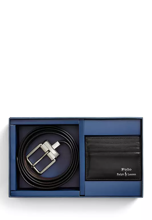 Leather Belt & Card Case Gift Set