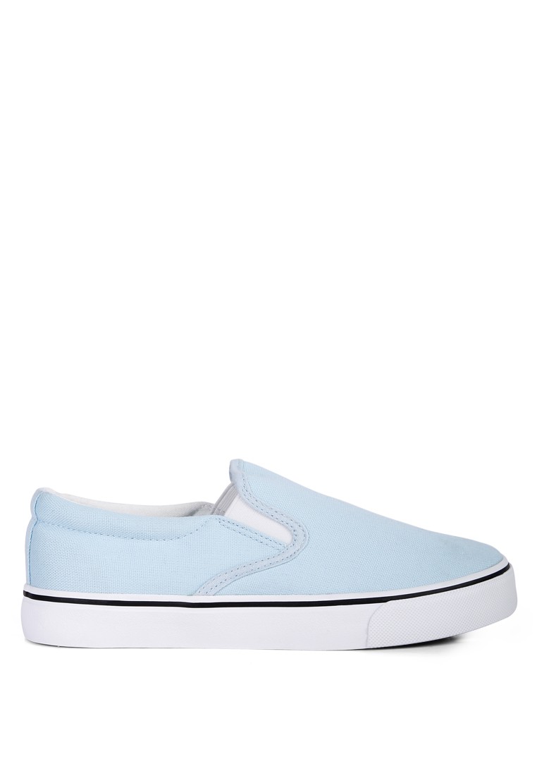 Light Blue Slip On Canvas Sneakers