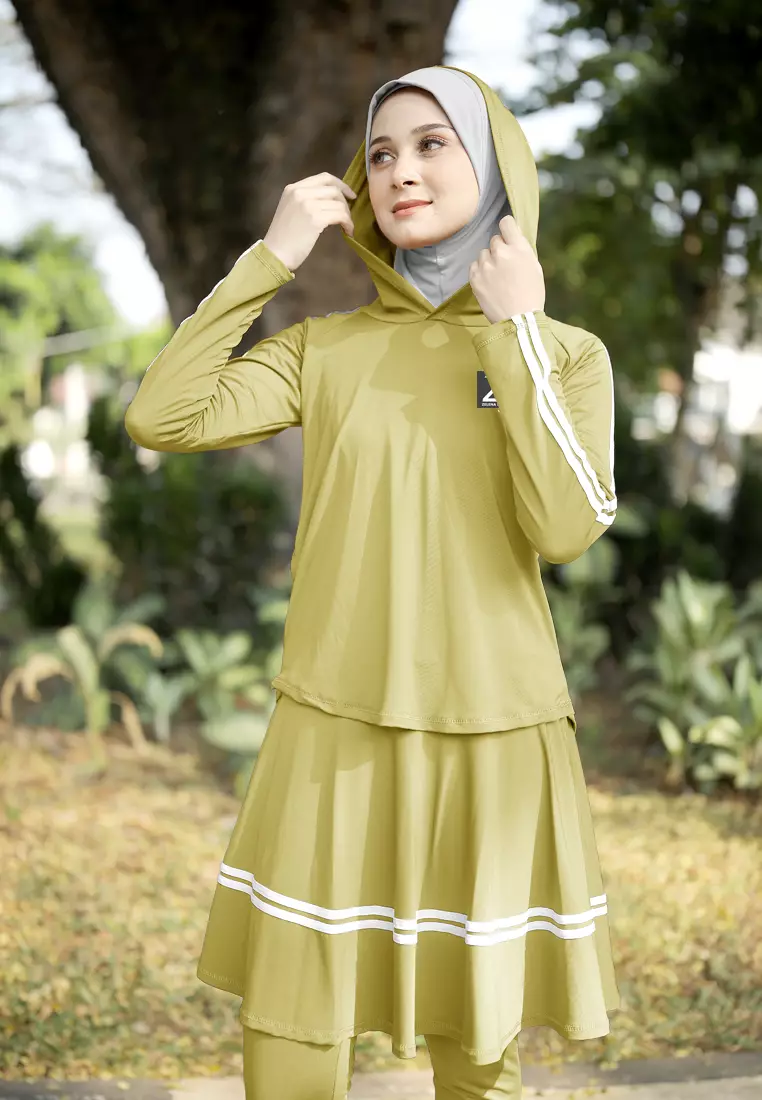 Zelena - Edeline Set Legging Rok | Tracksuit Olahraga Setelan Wanita Senam Lari - Lime Olive