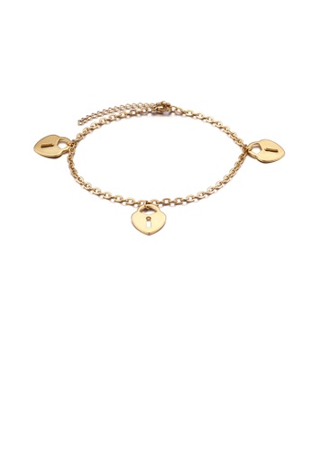 Glamorousky silver Fashion Simple Plated Gold Heart-shaped Lock 316L Stainless Steel Anklet 01FA3ACA6E352EGS_1