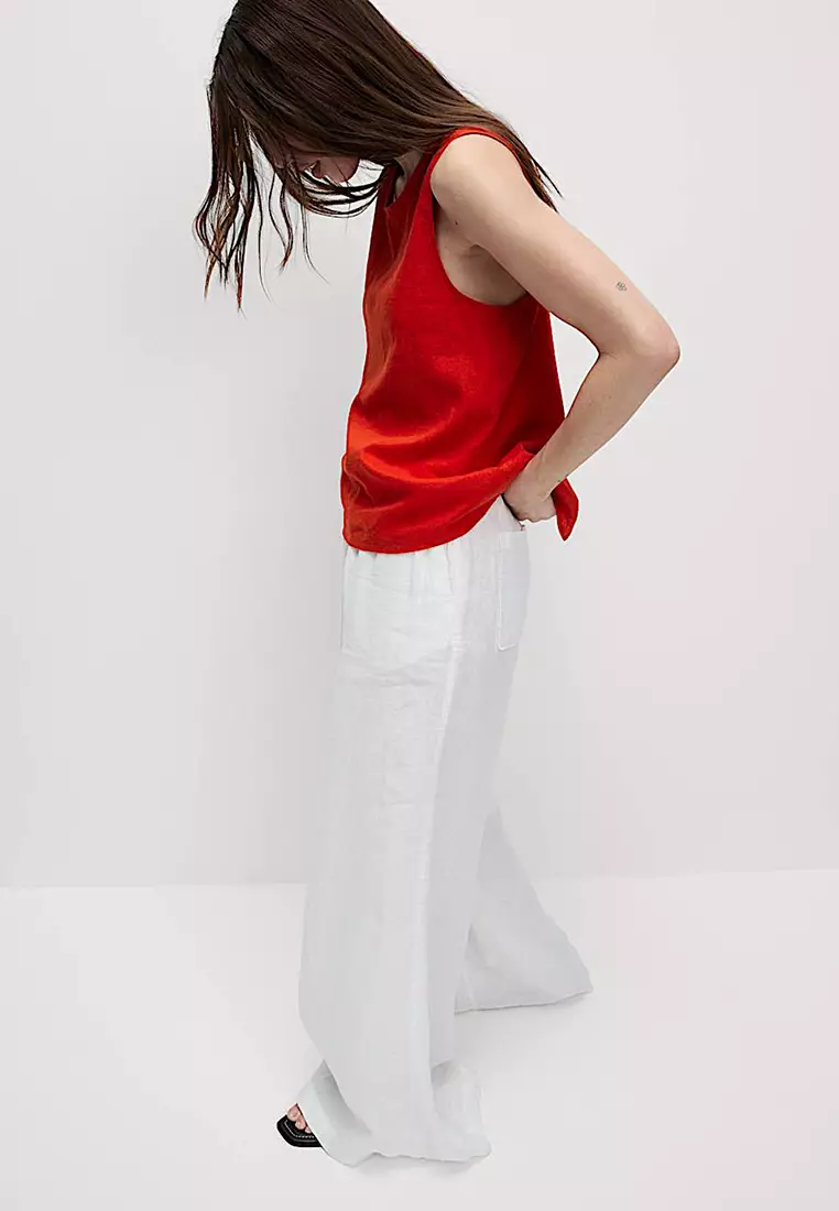 Linen Rich Cross Back Tank Top