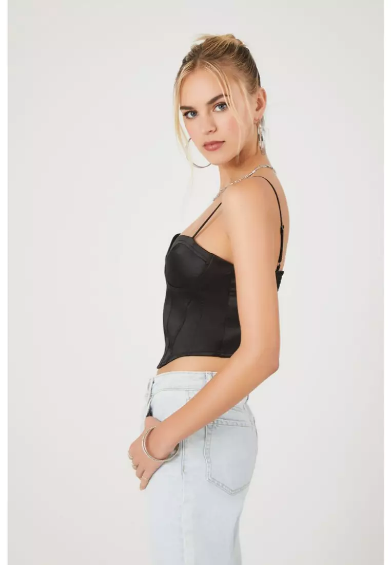 Buy FOREVER 21 Satin Corset Cropped Cami 2024 Online