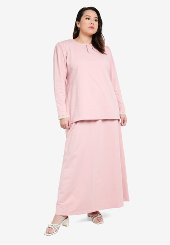 PLUXXIE pink Plus Size Suri Premium Stretchable Cotton Top in Camili C0544AA5FE7CA2GS_1