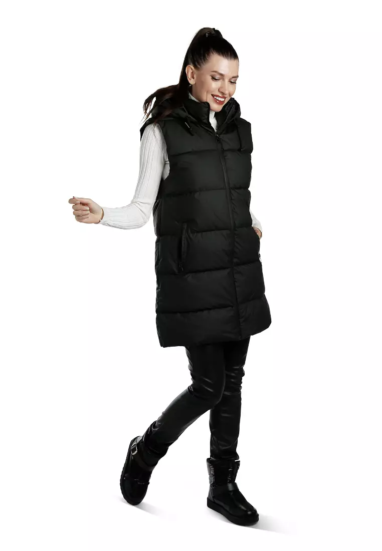 Hooded Sleeveless Vest Jumper in Black
