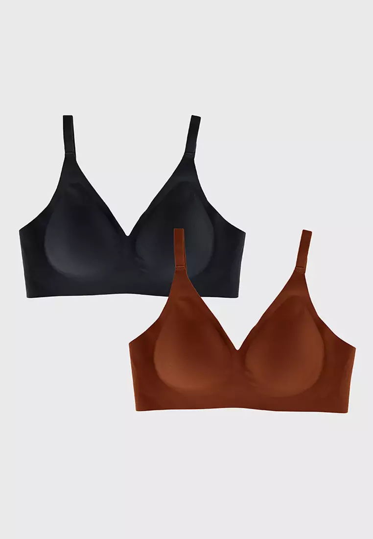 Buy herah Herah Seamless Wireless Bra with Buckle for Petite to Plus Size  Women in Midnight and Walnut (Pack of 2) 2024 Online