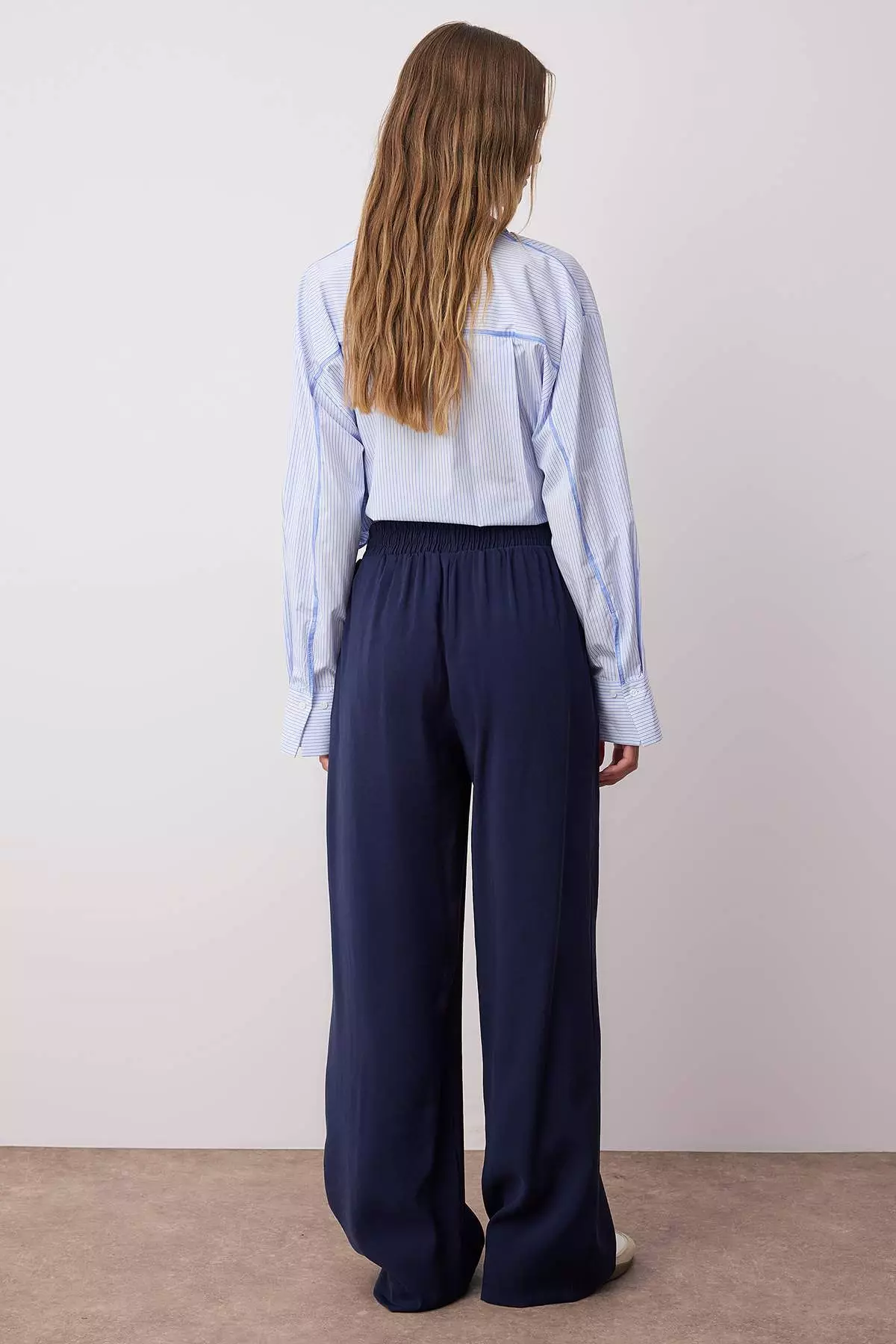 Indigo Modal Buy Elastic Wide Leg Pants