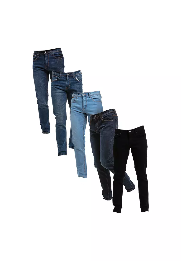 Forest Stretchable Slim Fit Jeans Men Denim Jeans | Seluar Jeans Lelaki Slim Fit - 610194-01Black