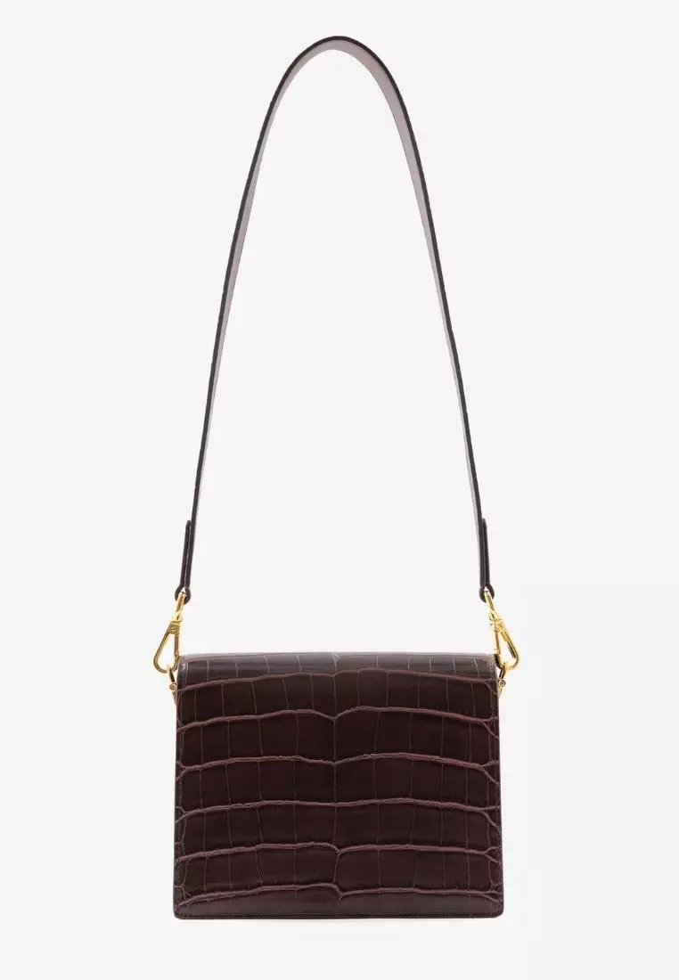 JW Pei Mini Flap Bag Brown Croc