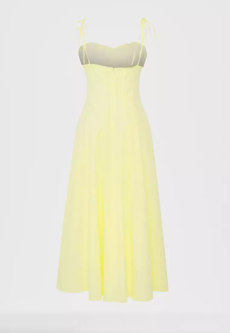 Yellow Waist Opening Maxi Dress
