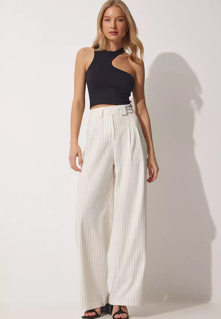 Happiness Istanbul High Waist Striped Pants 2024, Buy Happiness Istanbul  Online