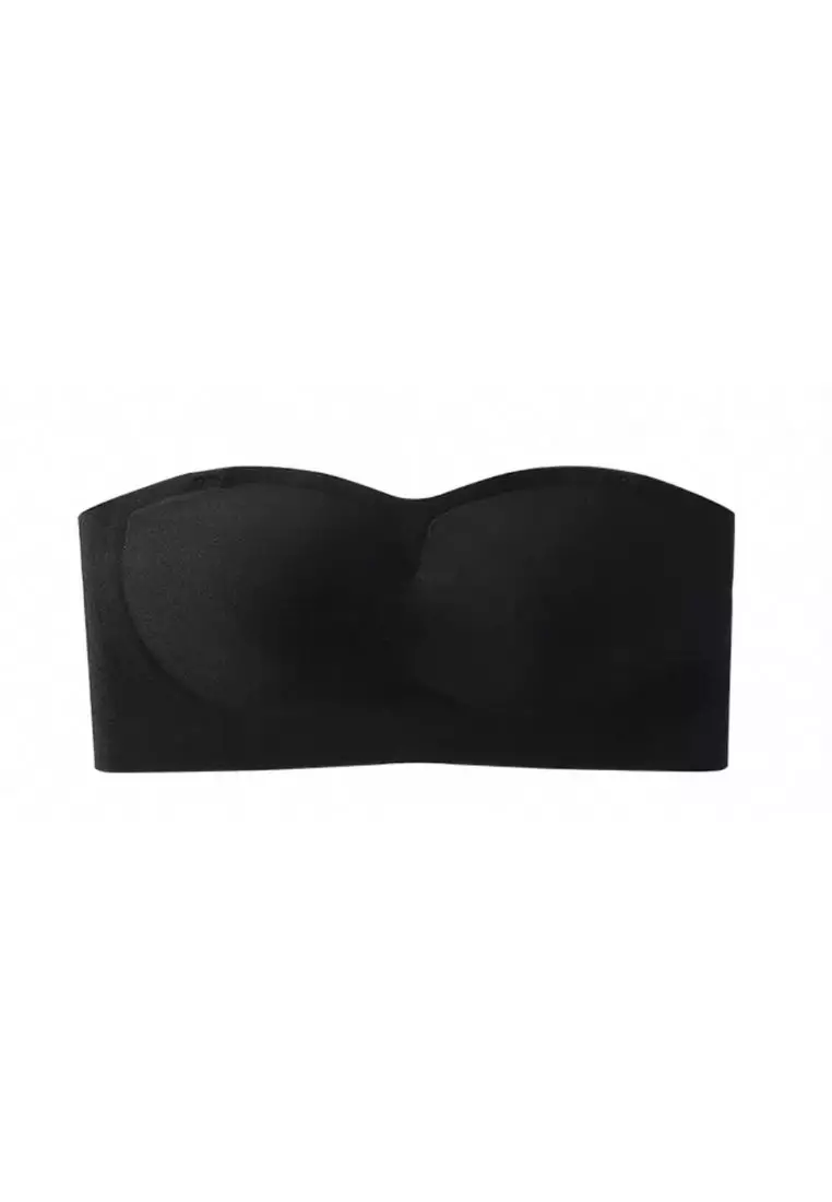 Ellie Anti-slip Non Slip Strapless Wireless Thick Padded Push Up Bra in Black