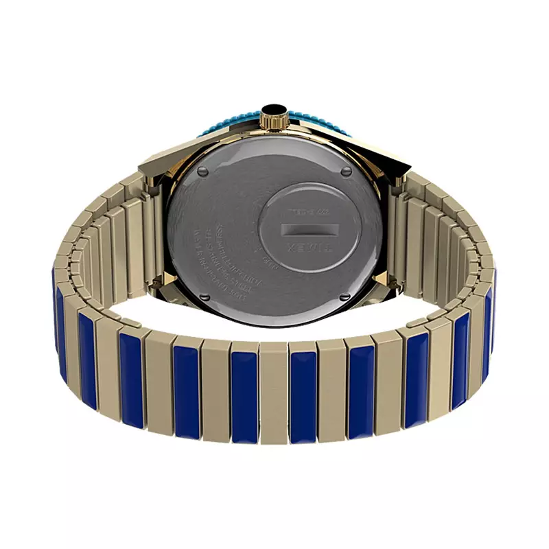 Jam Tangan Wanita Timex Q TW2V38500 Malibu Blue Dial Dual Tone Stainless Steel Strap