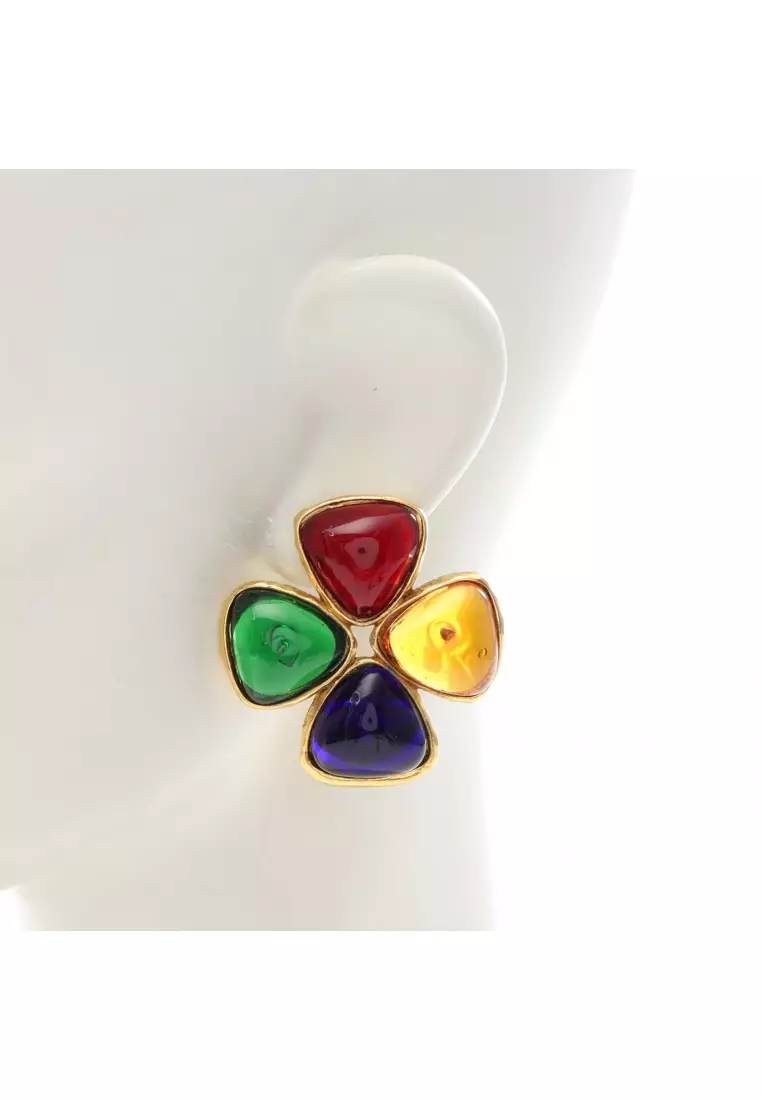 Pre-Loved Chanel earrings GP colored stones gold multicolor 26