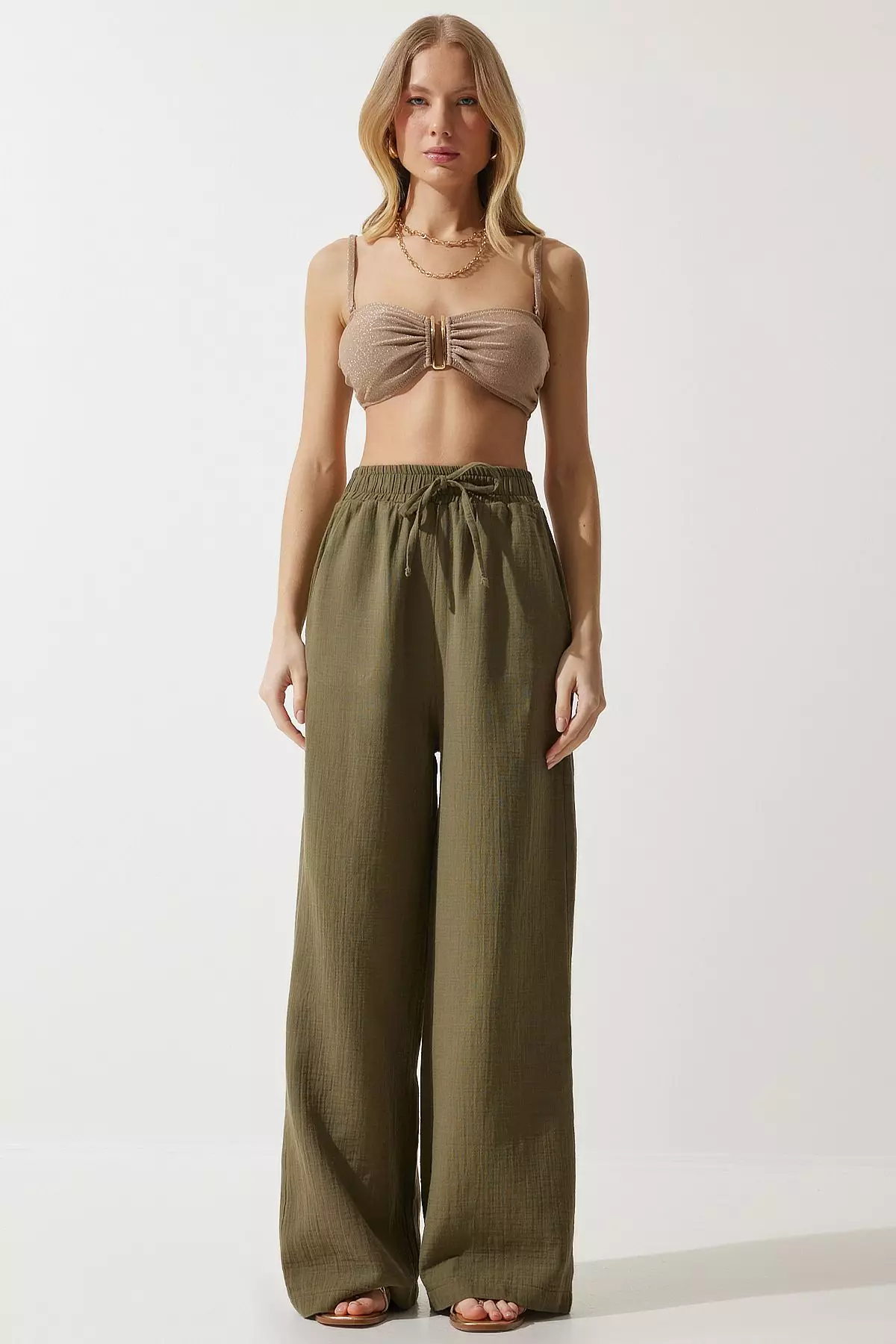 Textured Wide Leg Pants