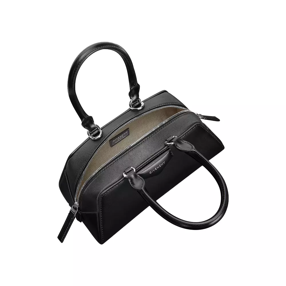 Mini Antigona East-West Bag in Box Leather Black Shw