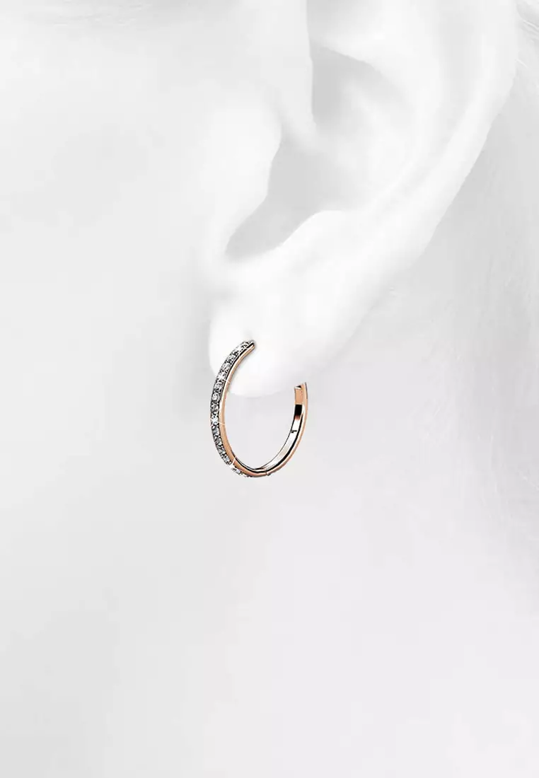 Encrusted Hoop Earrings Embellished with SWAROVSKI® crystals-Rose Gold/Clear