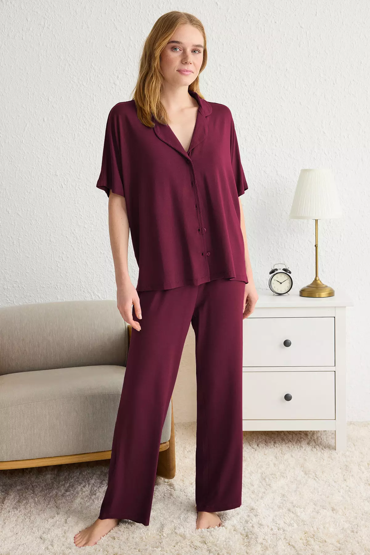 Dark Cherry Comfortable Molded Viscose Mater