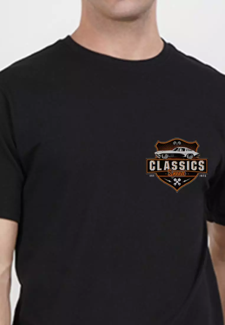 Classic Speed Graphic Black  Cotton Short Sleeve Essential T-Shirt