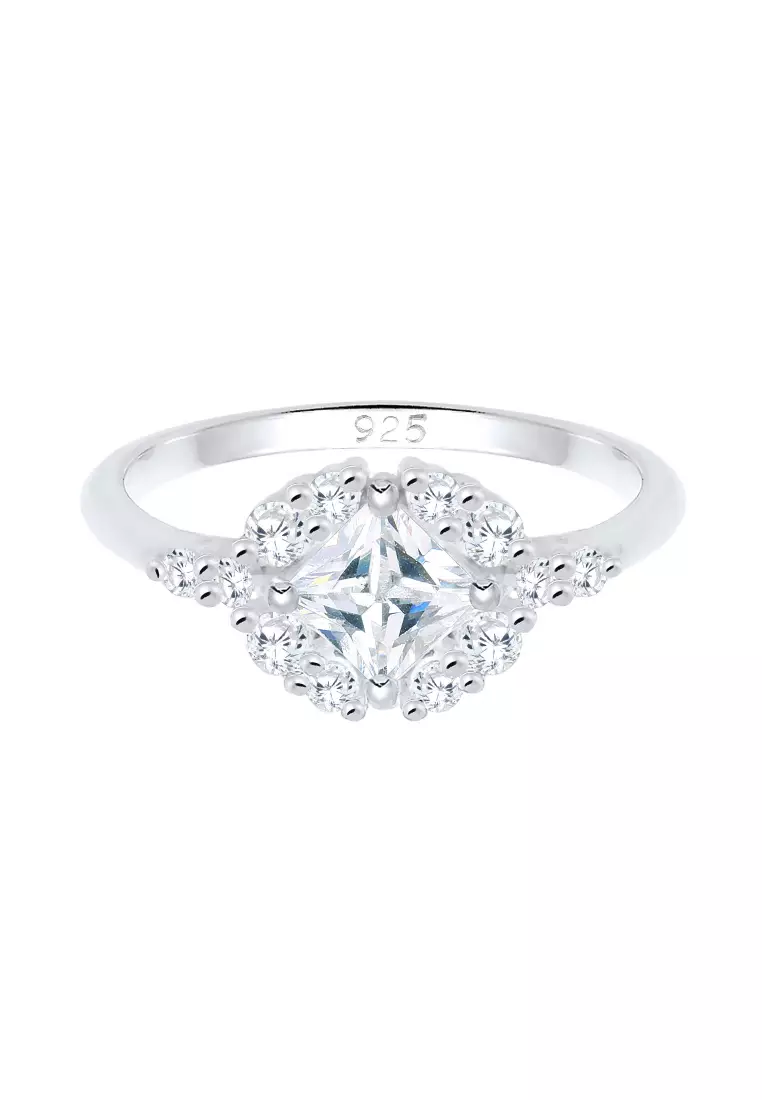 Ring Engagement Cubic Zirconia Stones Romantic Silver