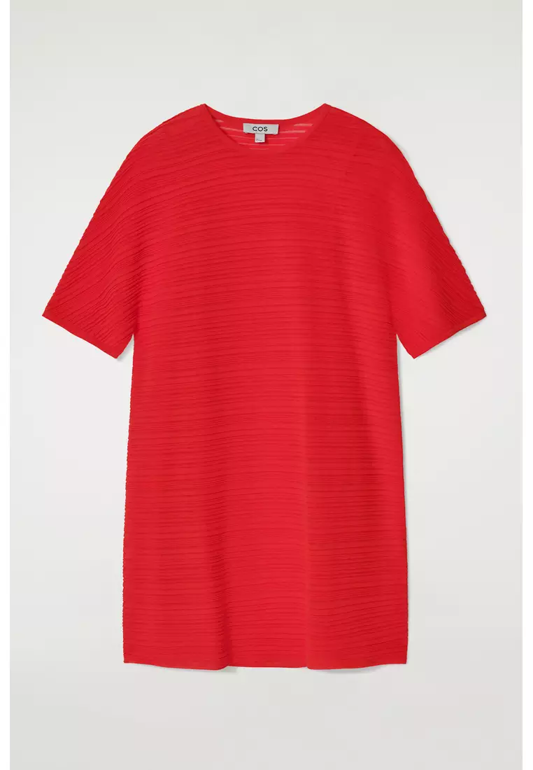 PLEATED KNITTED MINI DRESS