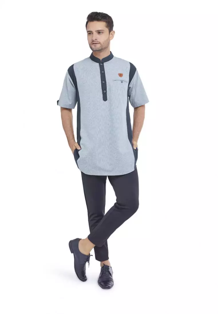 Zayidan Baju Koko Gamis Muslim Pria Raheel - Biru