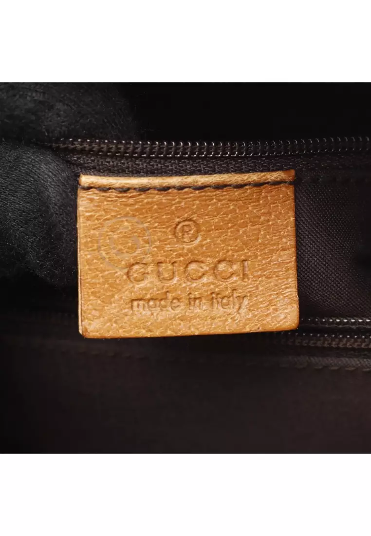 Pre-Loved Gucci Bamboo Handbag tote bag leather light brown