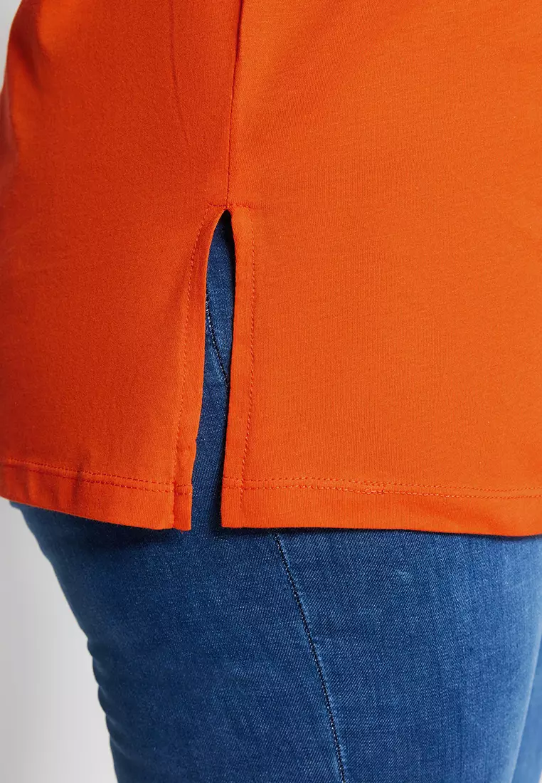 Plus Size V-Neck Slit T-Shirt