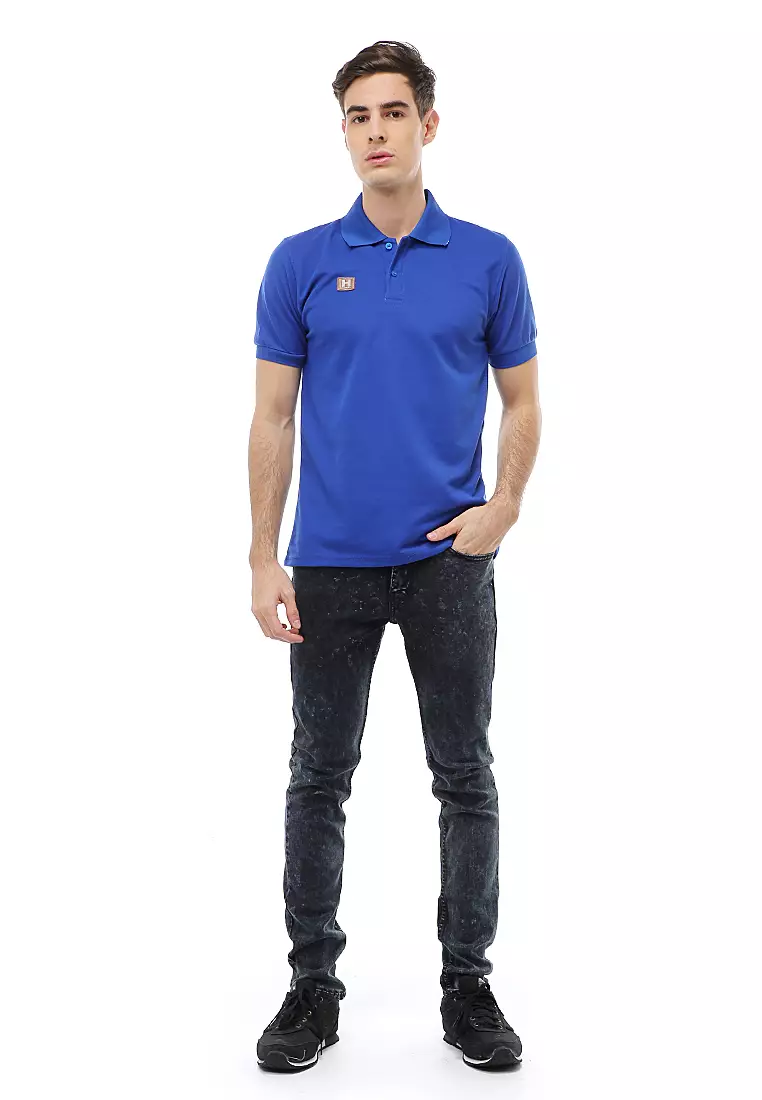 Jack Atasan Formal Pria T-Shirt Kaos Polo Polos Lengan Pendek Material Cotton ORIGINAL - Blue