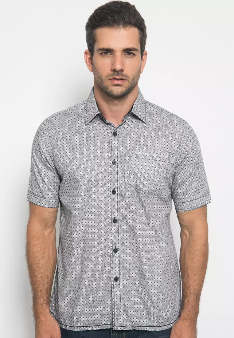 LGS - Kemeja Casual Pria Motif Abstrak Warna Abu CSH.272.W570.1173.C