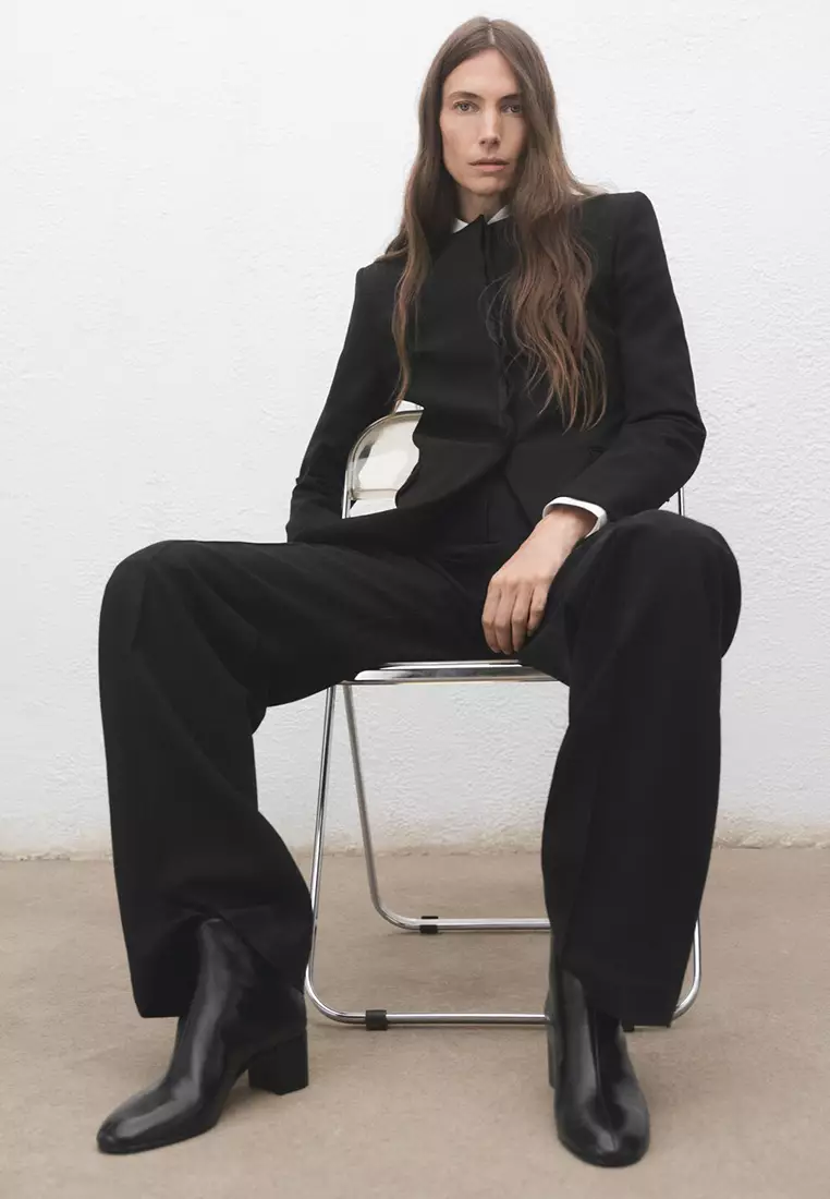 Leather Ankle Boots with Block Heel